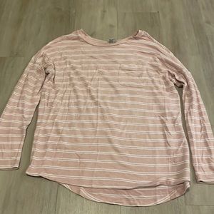 light pink and white striped long-sleeve shirt